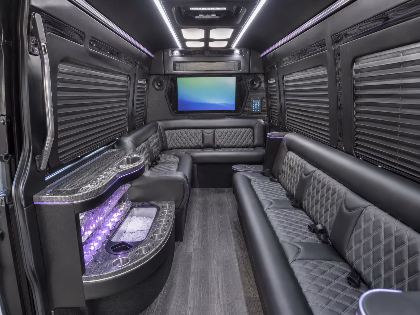 logan 18 passenger party bus interior