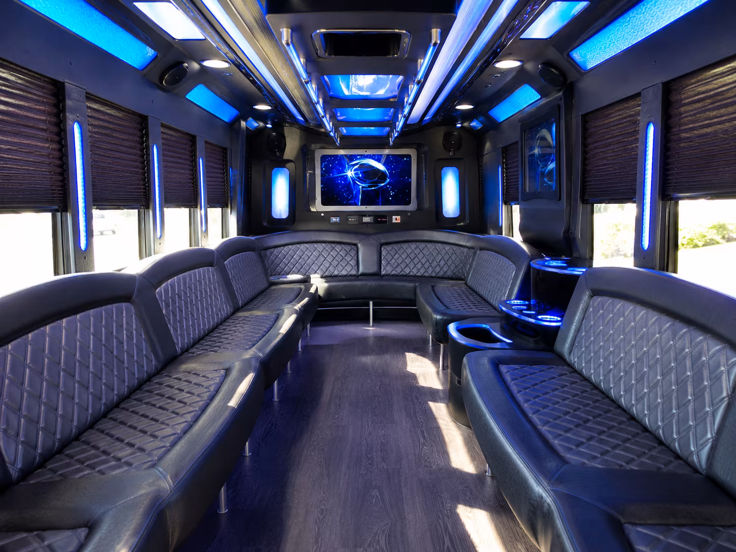 logan 28 passenger party bus inside