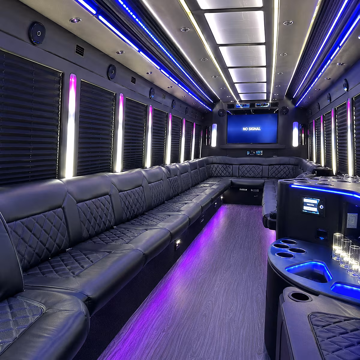 logan 30 passenger party bus inside