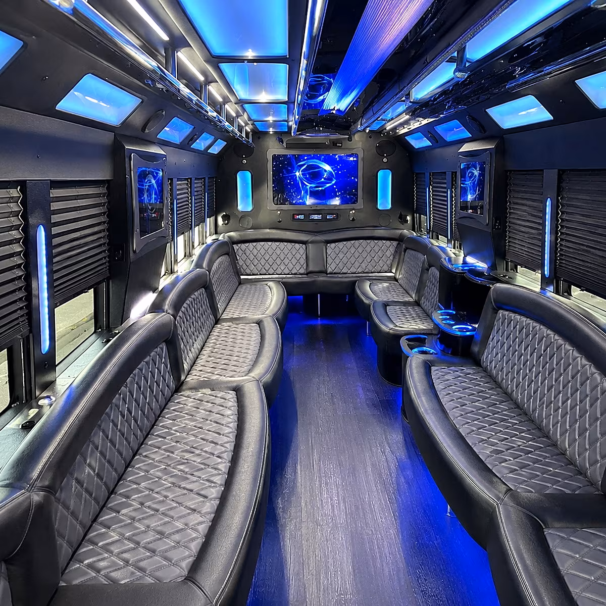 logan 50 passenger party bus interior